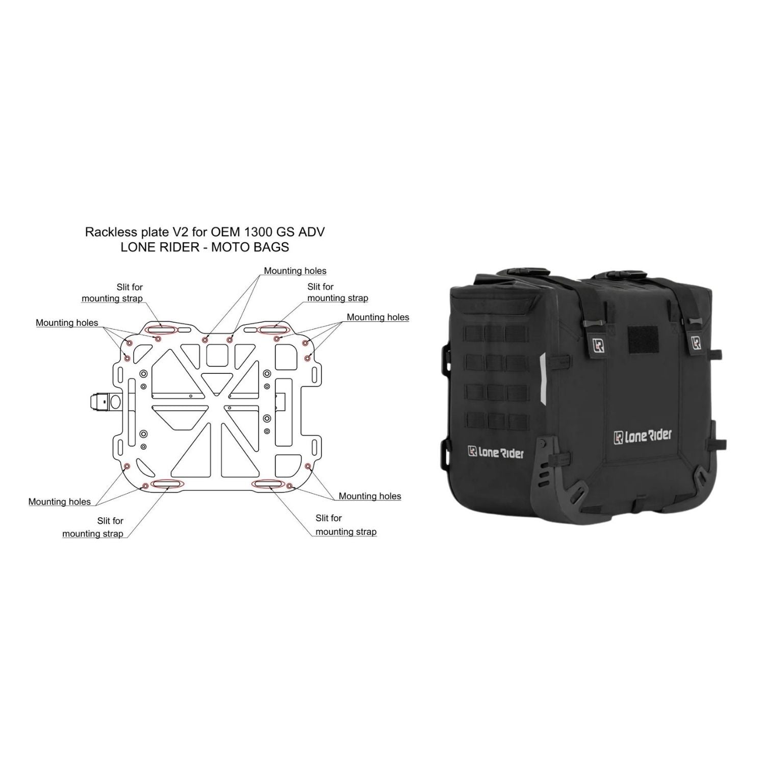 Rackless plate V2 for OEM 1300GS ADV - APDURO